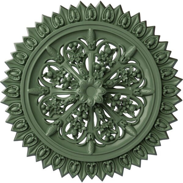Ekena Millwork Lariah Ceiling Medallion (Fits Canopies up to 1 3/8"), 24 3/4"OD 1 3/8"ID x 3 1/4"P, Athenian Green CM24LAAGF - main